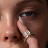 14kt Yellow Gold Lab Diamond Emerald Cut Bezel Set Ring