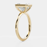 14kt Yellow Gold Lab Diamond Emerald Cut Bezel Set Ring