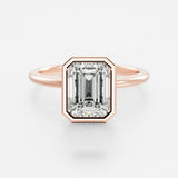 14kt Yellow Gold Lab Diamond Emerald Cut Bezel Set Ring