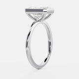 Lab Grown Diamond Bezel Engagement Ring 14kt Solid Gold Radiant Cut Stone