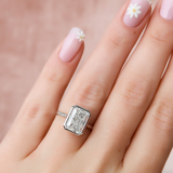 Lab Grown Diamond Bezel Engagement Ring 14kt Solid Gold Radiant Cut Stone