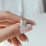 Lab Grown Diamond Bezel Engagement Ring 14kt Solid Gold Radiant Cut Stone