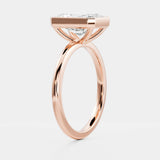 Lab Grown Diamond Bezel Engagement Ring 14kt Solid Gold Radiant Cut Stone