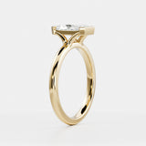 Lab Grown Diamond Bezel Engagement Ring 14kt Solid Gold Radiant Cut Stone