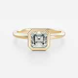 Lab Grown Diamond Asscher Cut Engagement Ring 14kt Rose Gold Jewelry