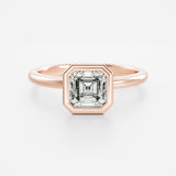 Lab Grown Diamond Asscher Cut Engagement Ring 14kt Rose Gold Jewelry