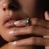 14kt Yellow Gold Lab Diamond Pear Cut Ring Bezel Engagement Band