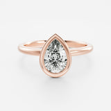 14kt Yellow Gold Lab Diamond Pear Cut Ring Bezel Engagement Band