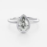 14kt Yellow Gold Lab Diamond Pear Cut Ring Bezel Engagement Band