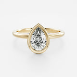 14kt Yellow Gold Lab Diamond Pear Cut Ring Bezel Engagement Band