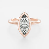 Marquise Cut Lab Grown Diamond Ring 14kt Rose Gold Jewelry