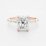 14kt Solid Gold Lab Diamond Radiant Cut Engagement Ring