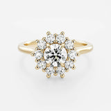 Lab Diamond Round Cut Halo Engagement Ring 14kt Solid Gold