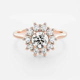 Lab Diamond Round Cut Halo Engagement Ring 14kt Solid Gold
