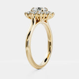 Lab Diamond Round Cut Halo Engagement Ring 14kt Solid Gold
