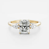 Radiant Cut Lab Diamond Engagement Ring 14kt White Gold Jewelry