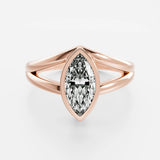 14kt White Gold Lab Grown Diamond Marquise Cut Ring Engagement Split Band Jewelry