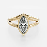 14kt White Gold Lab Grown Diamond Marquise Cut Ring Engagement Split Band Jewelry