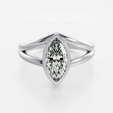 14kt White Gold Lab Grown Diamond Marquise Cut Ring Engagement Split Band Jewelry