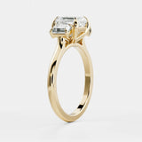 14kt Solid Gold Lab Diamond Asscher Cut Ring Trilogy Engagement Jewelry