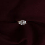 14kt Solid Gold Lab Diamond Asscher Cut Ring Trilogy Engagement Jewelry