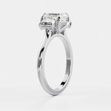 14kt Solid Gold Lab Diamond Asscher Cut Ring Trilogy Engagement Jewelry