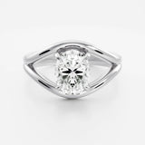 Oval Cut Lab Diamond Split Shank Ring 14kt Yellow Gold Engagement Jewelry