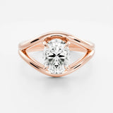 Oval Cut Lab Diamond Split Shank Ring 14kt Yellow Gold Engagement Jewelry