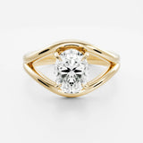 Oval Cut Lab Diamond Split Shank Ring 14kt Yellow Gold Engagement Jewelry