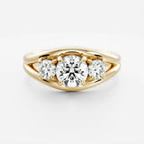 Lab Diamond Round Shape Ring 14kt Rose Gold Split Shank Band