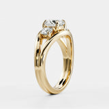 Lab Diamond Round Shape Ring 14kt Rose Gold Split Shank Band