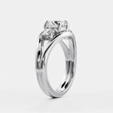 Lab Diamond Round Shape Ring 14kt Rose Gold Split Shank Band