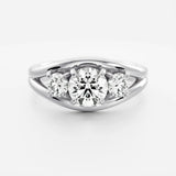 Lab Diamond Round Shape Ring 14kt Rose Gold Split Shank Band
