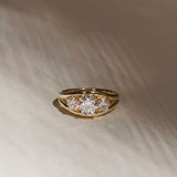 Lab Diamond Round Shape Ring 14kt Rose Gold Split Shank Band