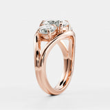 Lab Grown Diamond Oval Cut Ring Split Shank Trilogy Engagement Jewelry 14kt Solid Gold