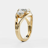 Lab Grown Diamond Oval Cut Ring Split Shank Trilogy Engagement Jewelry 14kt Solid Gold