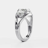 Lab Grown Diamond Oval Cut Ring Split Shank Trilogy Engagement Jewelry 14kt Solid Gold