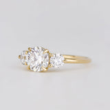 Lab Grown Round Cut Ring 14kt White Gold Solitaire Three Stone Engagement Band