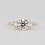 Lab Grown Round Cut Ring 14kt White Gold Solitaire Three Stone Engagement Band