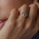 Lab Grown Round Cut Ring 14kt White Gold Solitaire Three Stone Engagement Band