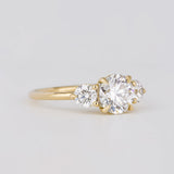 Lab Grown Round Cut Ring 14kt White Gold Solitaire Three Stone Engagement Band