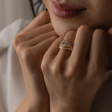 Lab Diamond Emerald Cut Ring 14kt Solid Gold Five Stone Engagement Jewelry