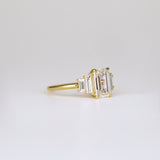 Lab Diamond Emerald Cut Ring 14kt Solid Gold Five Stone Engagement Jewelry