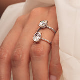 Lab Dimaond Oval Cut Ring, 14kt Yellow Gold Half Eternity Engagement Jewelry