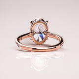 Lab Dimaond Oval Cut Ring, 14kt Yellow Gold Half Eternity Engagement Jewelry
