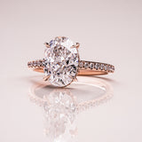 Lab Dimaond Oval Cut Ring, 14kt Yellow Gold Half Eternity Engagement Jewelry