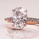Lab Dimaond Oval Cut Ring, 14kt Yellow Gold Half Eternity Engagement Jewelry