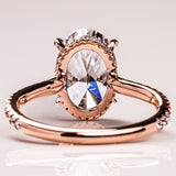 Lab Dimaond Oval Cut Ring, 14kt Yellow Gold Half Eternity Engagement Jewelry
