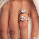 Lab Dimaond Oval Cut Ring, 14kt Yellow Gold Half Eternity Engagement Jewelry