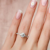 Lab Grown Diamond Ring, 14kt Gold Hidden Halo Engagement Jewelry